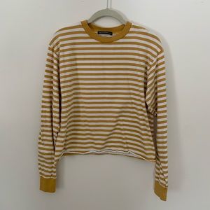 Brandy Melville Yellow and White Striped Top